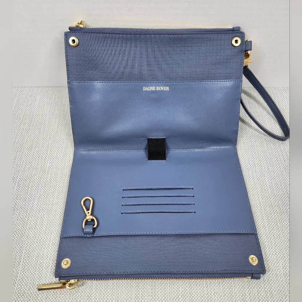 Dagne Dover Essentials Coated Canvas Blue Clutch Wallet Wristlet